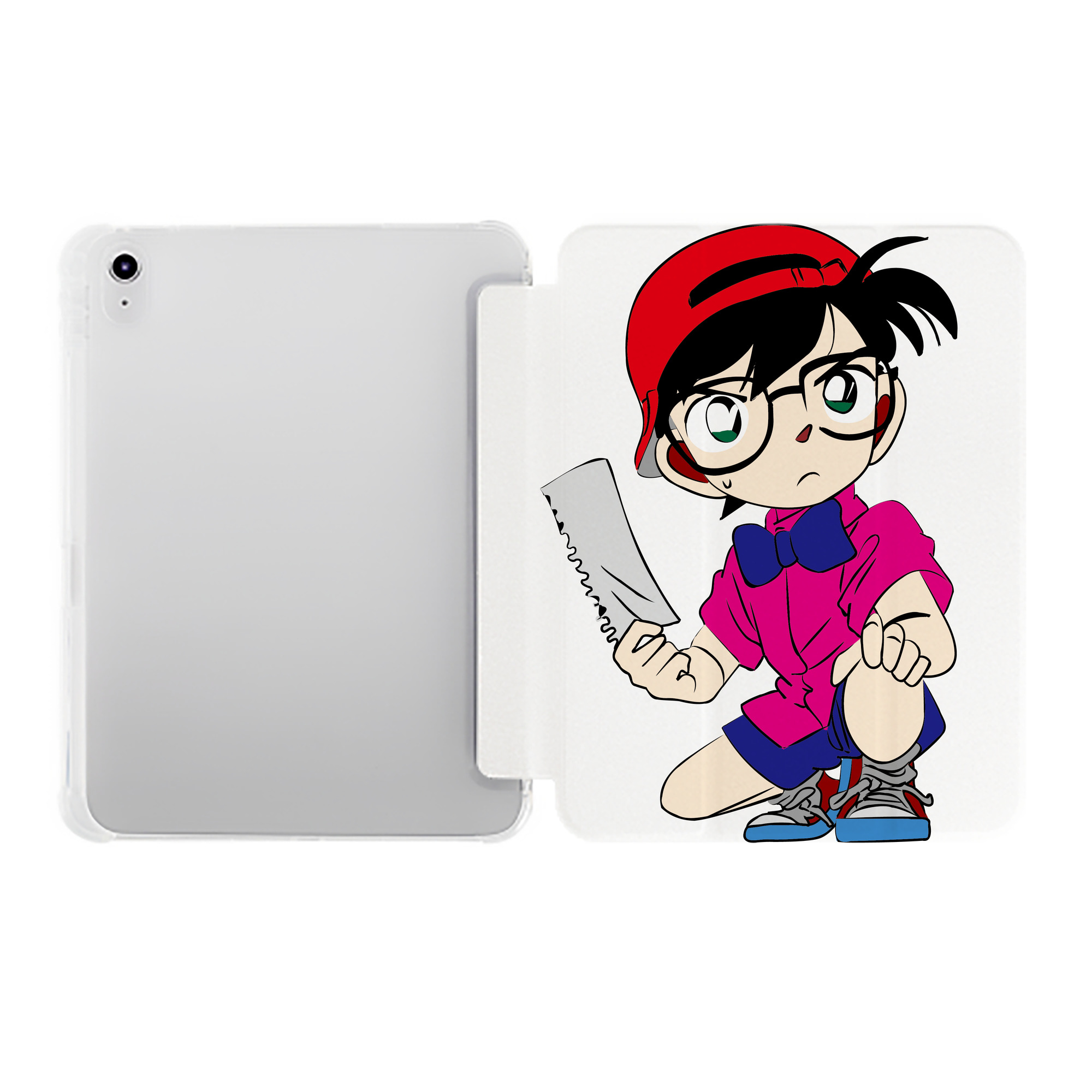 （画像用） 名探偵コナン 江戸川 コナン Detective Conan Conan Edogawa IPad ケース ペン収納付き 三つ折りスタンド PUレザー×シリコン 対応機種9.5/10.5/10.9インチ